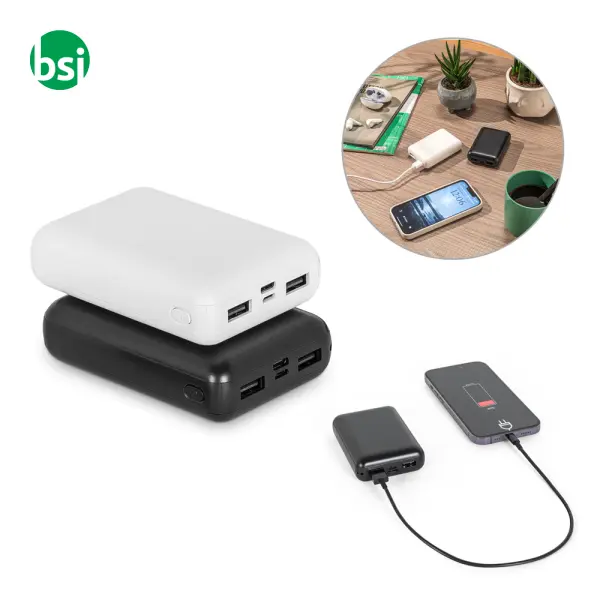 Power bank 10.000 mAh in ABS riciclato - LEAKEY 10 -  1