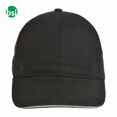 Cappellino in cotone pesante 6 pannelli + velcro - Immagine 2