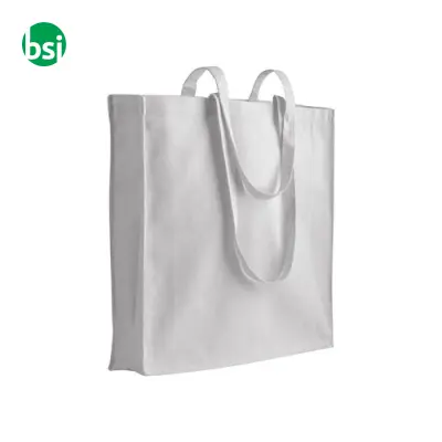 Shopper in cotone 180 gr manici lunghi e soffietto IARA