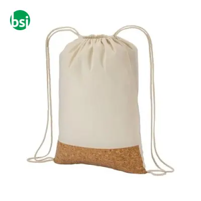 Zainetto in cotone chiusura a strozzo base in sughero - Immagine 4