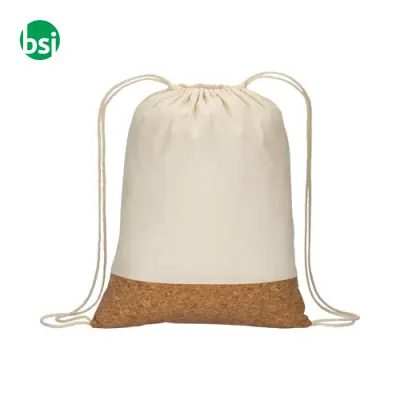 Zainetto in cotone chiusura a strozzo base in sughero - Immagine 2