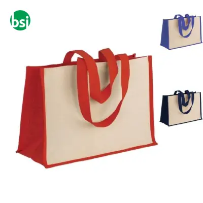 Shopper cotone dettagli juta 50x35x22 FLAVIA