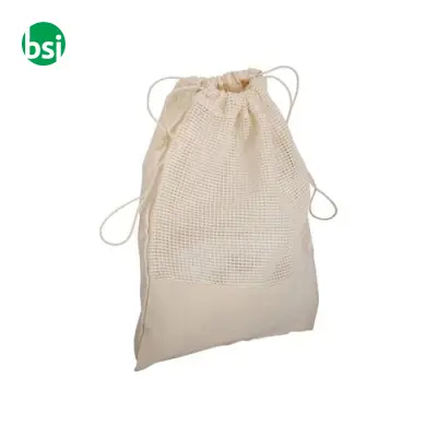 Sacchetto in cotone naturale 135g con rete 25x30