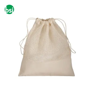 Sacchetto in cotone naturale 135g con rete 25x30 - Immagine 2