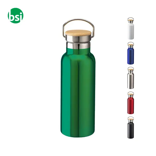 Thermos in acciaio e tappo in bamboo 500 ml -  1