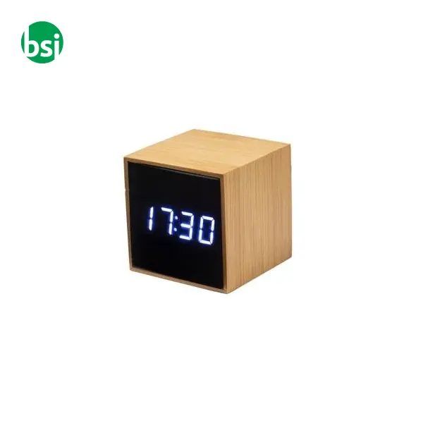 Orologio sveglia display temperatura in bamboo -  7