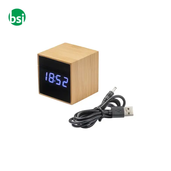 Orologio sveglia display temperatura in bamboo -  5