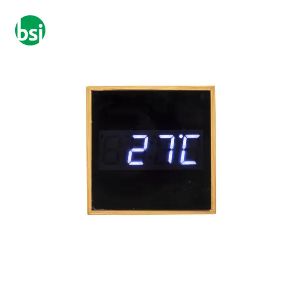 Orologio sveglia display temperatura in bamboo -  6