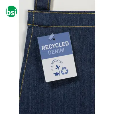 Grembiule in cotone denim riciclato con tasca frontale - Immagine 2