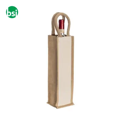 Borsa portabottiglia in juta e cotone manici in corda - Immagine 6