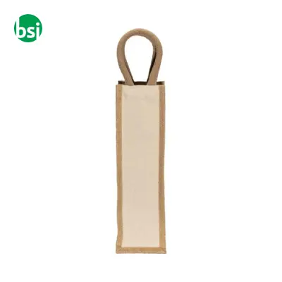 Borsa portabottiglia in juta e cotone manici in corda - Immagine 2