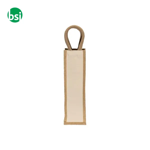 Borsa portabottiglia in juta e cotone manici in corda -  2