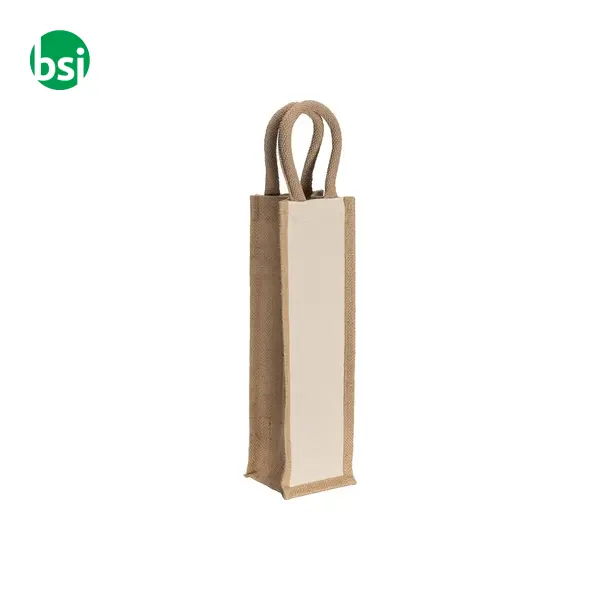 Borsa portabottiglia in juta e cotone manici in corda -  3