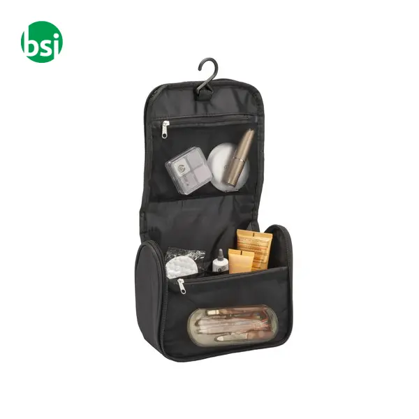 Beauty case in microfibra con zip ampie tasche interne -  5