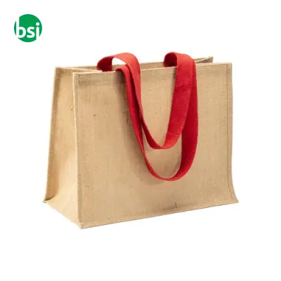 Borsa in juta manici lunghi colorati e soffietto - Immagine 20