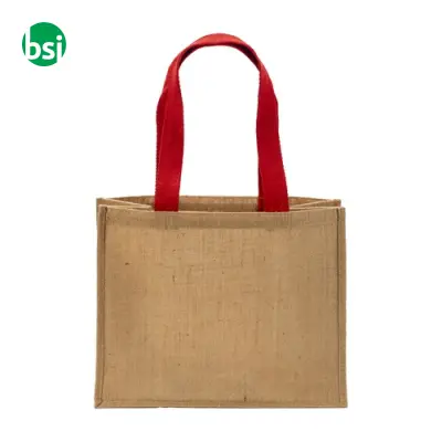 Borsa in juta manici lunghi colorati e soffietto - Immagine 5