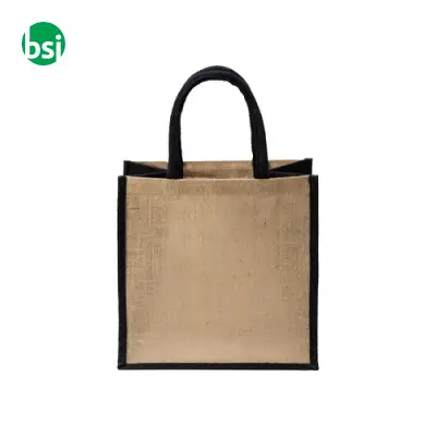 Mini borsa in juta con manici e inserti colorati - Immagine 2