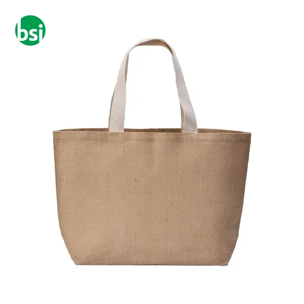 Borsa in juta manici lunghi e soffietto alla base -  2
