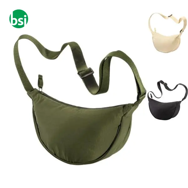 Borsa rotonda in nylon con tracolla regolabile -  1