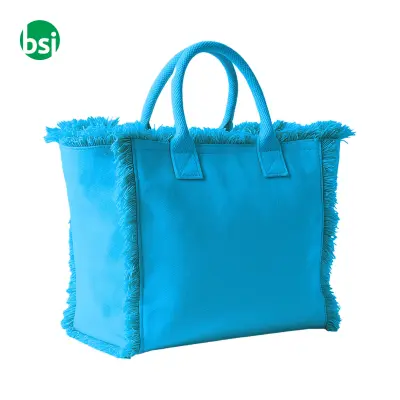 Borsa in cotone con chiusura a zip e tasca interna