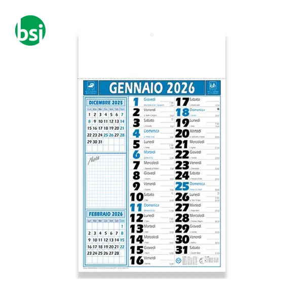 Calendario da muro mensile bicolore in carta patinata -  1