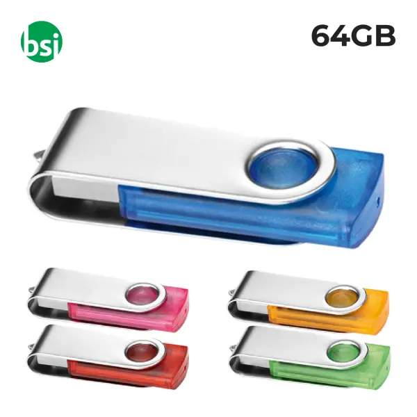 USB 64GB Chiavetta USB Personalizzabile - Twister Trasparente -  1