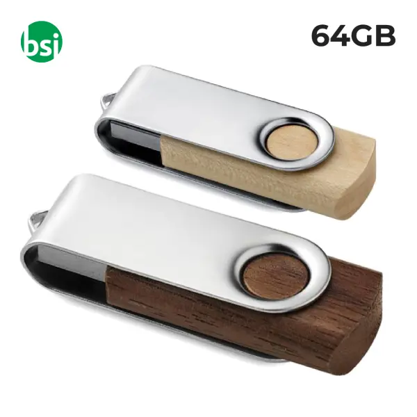 USB 64GB Chiavetta USB Pubblicitaria - Twister Legno -  1