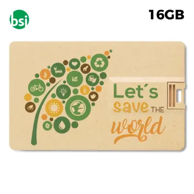 USB 16GB Chiavetta USB Personalizzabile - Credit Card Paglia
