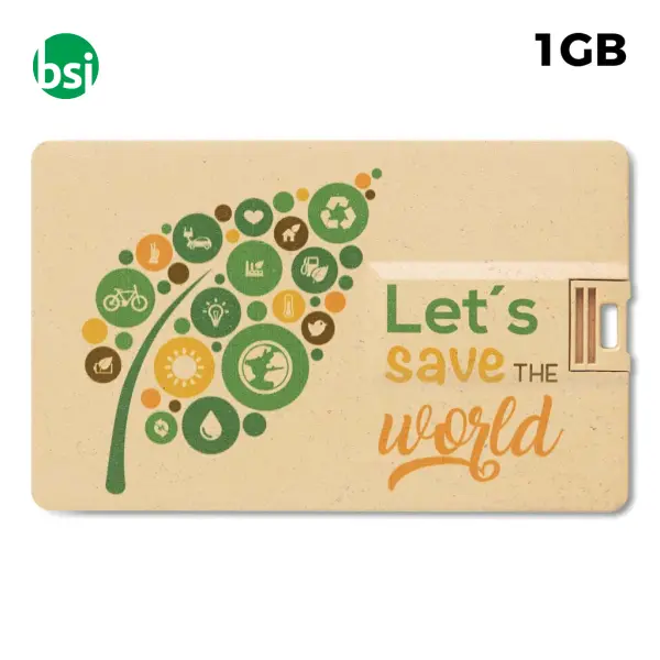 USB 1GB Chiavetta USB - Credit Card Paglia -  1