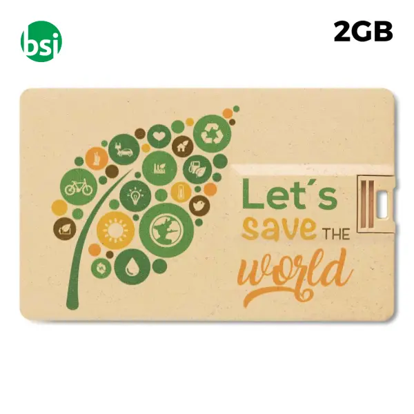 USB 2GB Chiavetta USB Pubblicitaria - Credit Card Paglia -  1