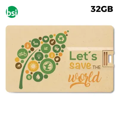 USB 32GB Flash Drive Personalizzabile - Credit Card Paglia