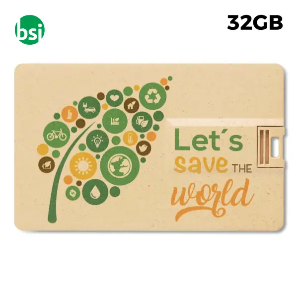 USB 32GB Flash Drive Personalizzabile - Credit Card Paglia -  1