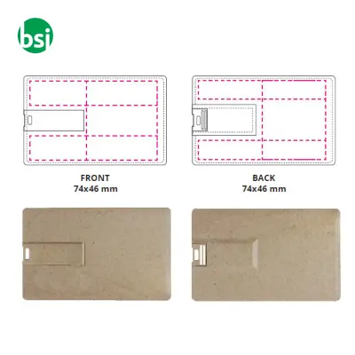 USB 64GB Chiavetta USB Promozionale - Credit Card Paglia - Immagine 2