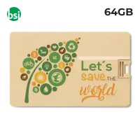 USB 64GB Chiavetta USB Promozionale - Credit Card Paglia