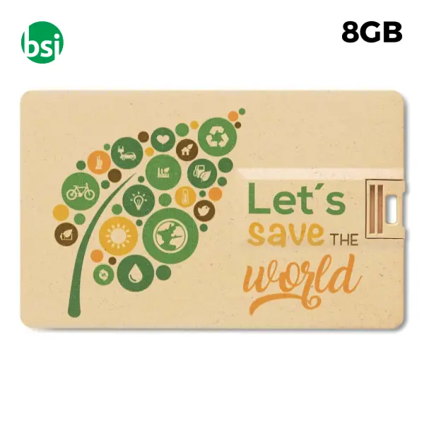 USB 8GB Flash Drive Pubblicitaria - Credit Card Paglia -  1