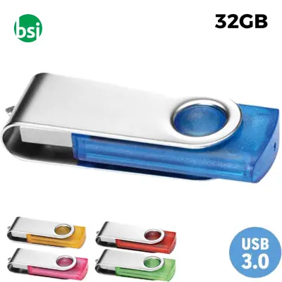 USB 32GB Chiavetta USB Personalizzabile - 3.0 Twister Trasparente