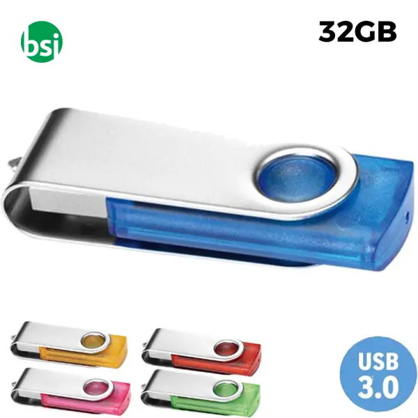 USB 32GB Chiavetta USB Personalizzabile - 3.0 Twister Trasparente -  1