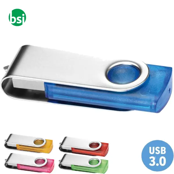 USB 64GB Flash Drive Personalizzabile - 3.0 Twister Trasparente -  1