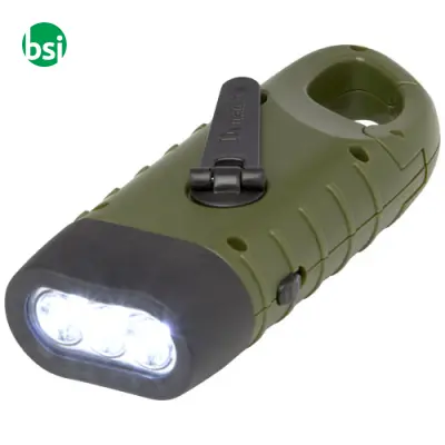 Torcia a dinamo solare con moschettone Helios