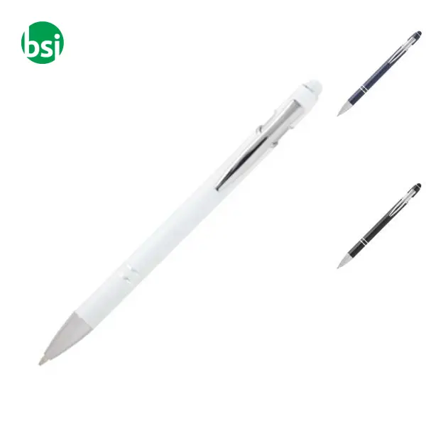 Penna a sfera con finitura argento Kish refill nero -  1