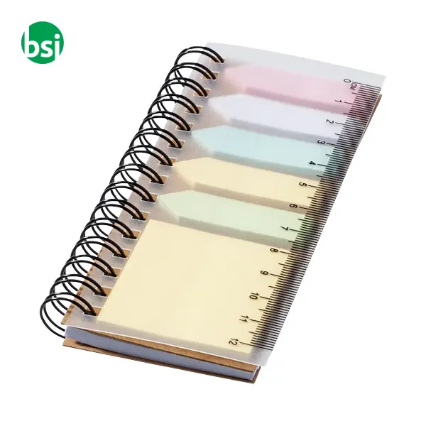 Blocco note a spirale con foglietti adesivi colorati - 106736 -  1