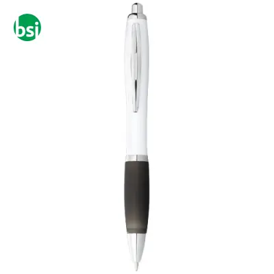 Penna a sfera con fusto bianco e impugnatura colorata - 106900 - Immagine 9