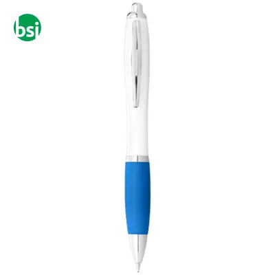 Penna a sfera con fusto bianco e impugnatura colorata - 106900 - Immagine 10