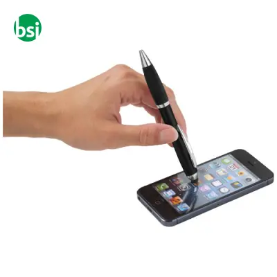 Penna a sfera colorata con stylus e impugnatura nera - 106903 - Immagine 5