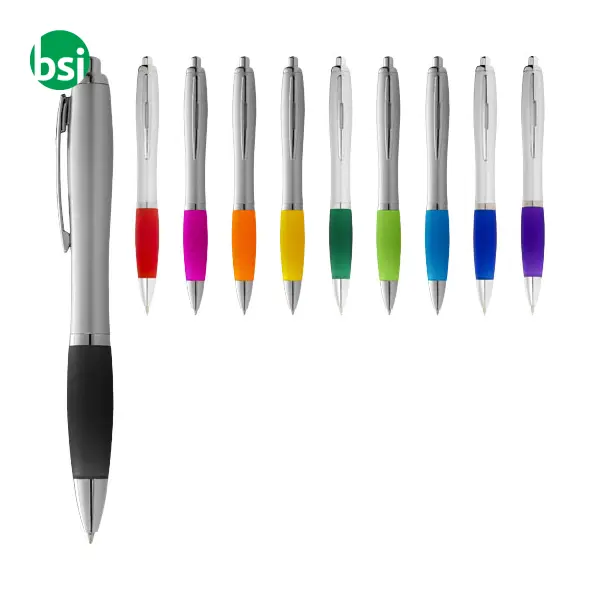 Penna a sfera con fusto argento refill nero -  1