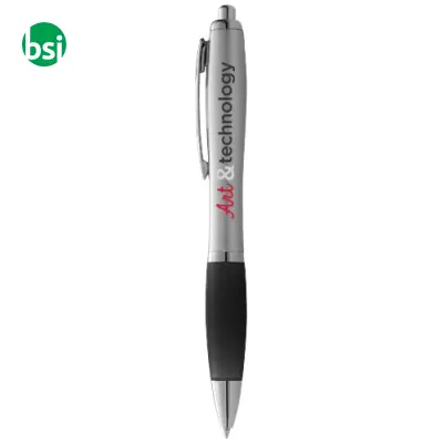 Penna a sfera con fusto argento refill nero - Immagine 2