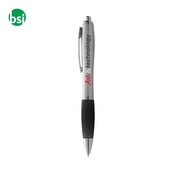 Penna a sfera con fusto argento refill nero -  2