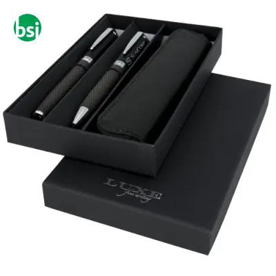 Set regalo con coppia di penne e sacchetto Carbon - 107110 - Immagine 2