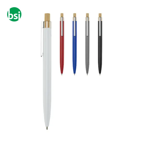 Penna a sfera in alluminio riciclato Nooshin Refill Blu -  4