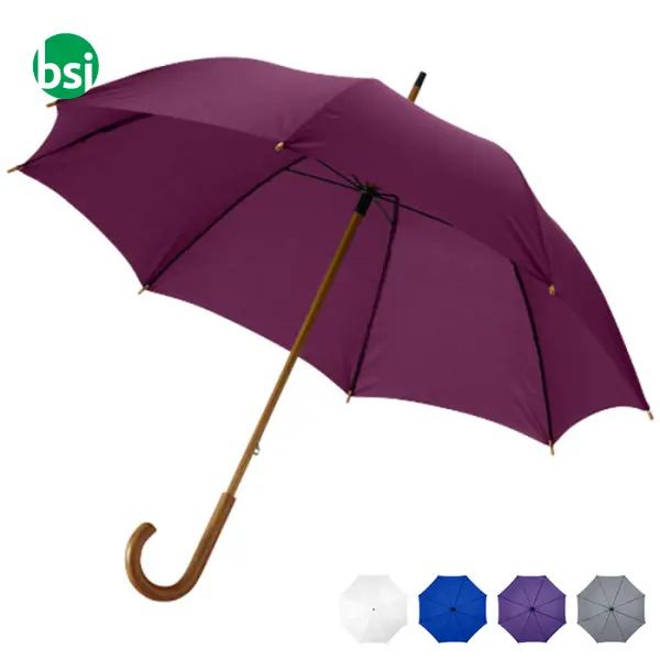 Ombrello Jova da 23'' con manico e asta in legno - 109068 -  1